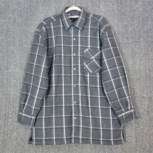 Highland Outfitters Jacket Mens Medium Gray Plaid Flannel Quilted Shacket